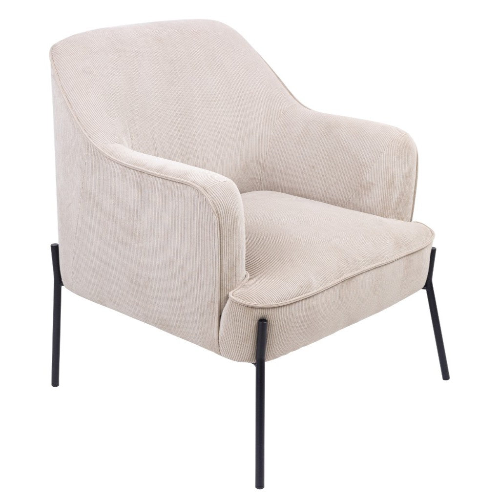 VI Seven Fabric Upholstered Metal Leg Armchair