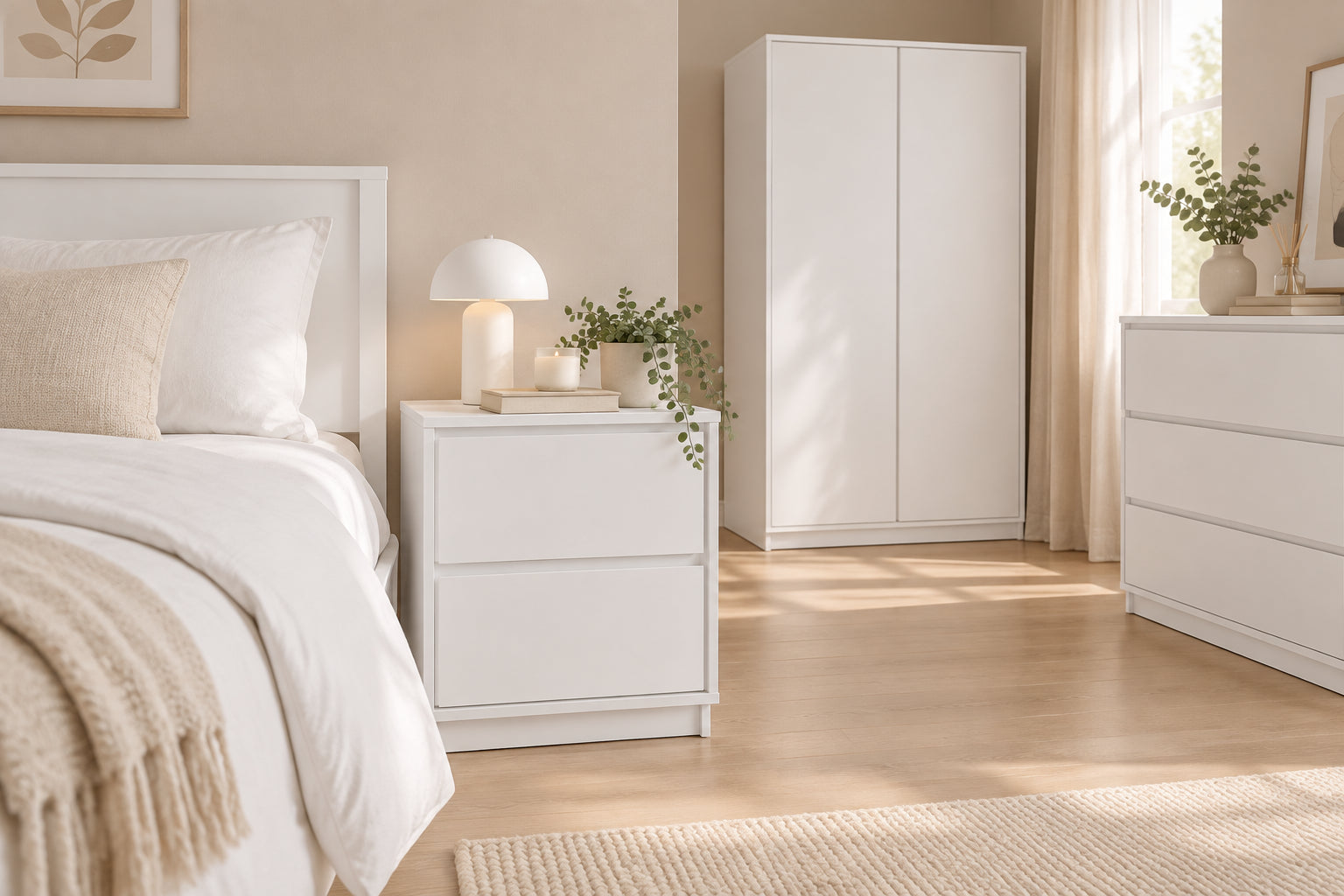 MD Verona 2 Drawer Bedside Table