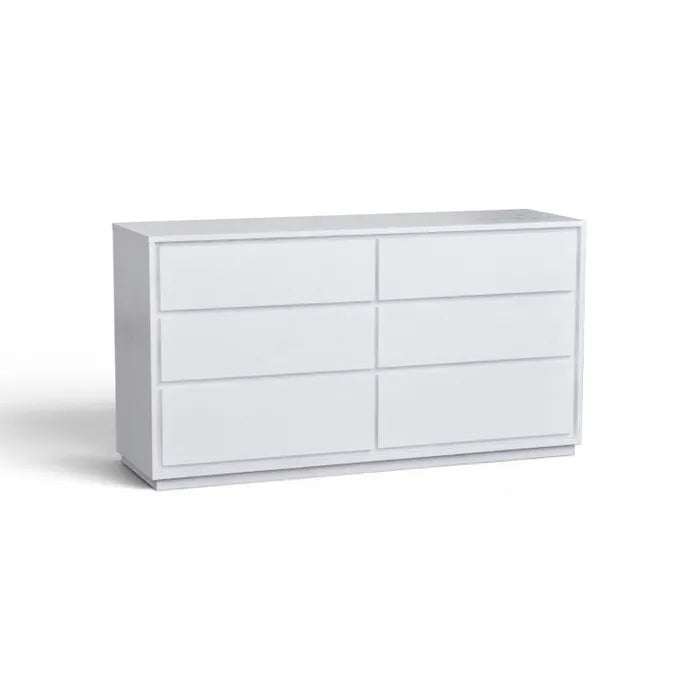 MD Verona 6 Drawer Low Chest White
