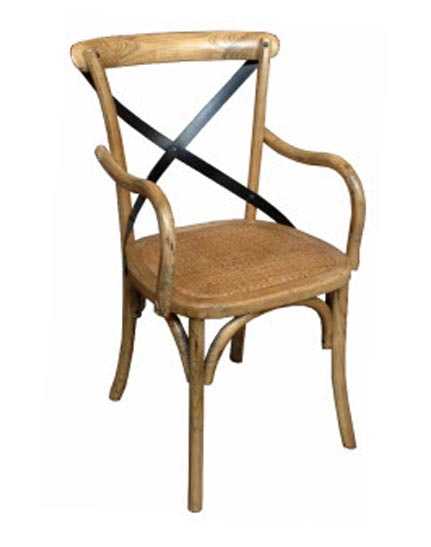 MF Cross Back Arm Chair With Metal Back