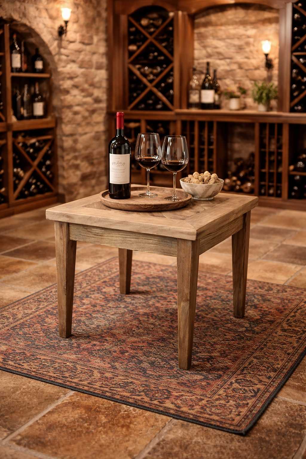 MF Casablanca Recycled Elm Timber Lamp Table