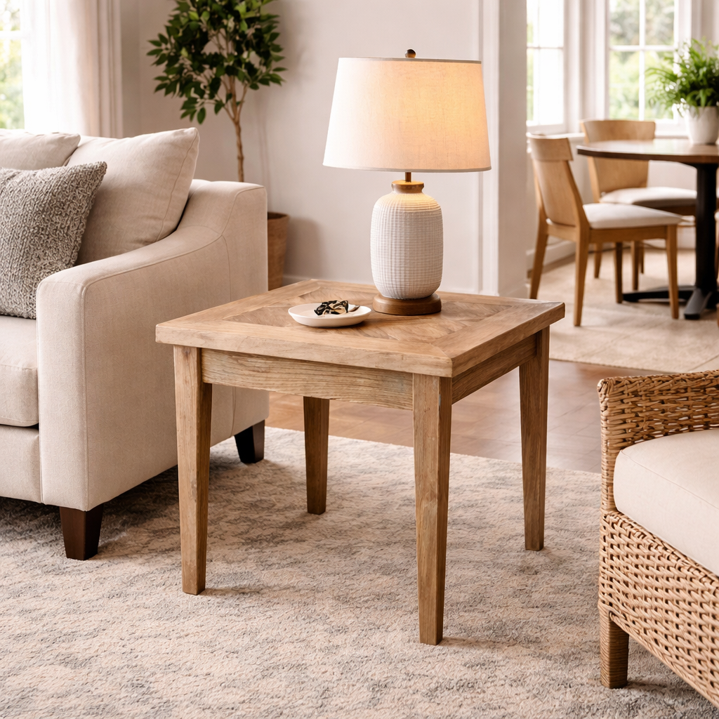 MF Casablanca Recycled Elm Timber Lamp Table