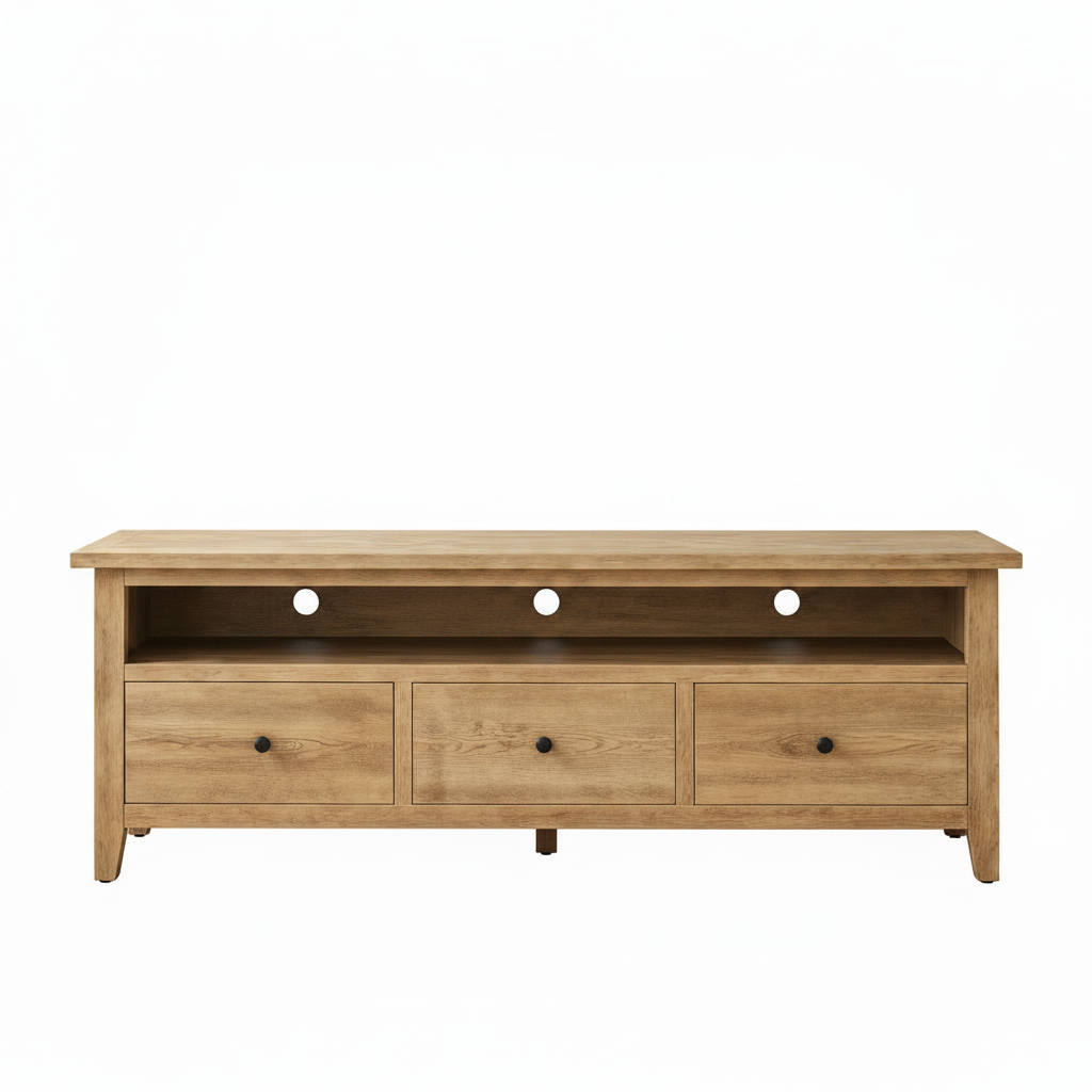 MF Queen Solid Timber TV Unit with Drawers and Niche
