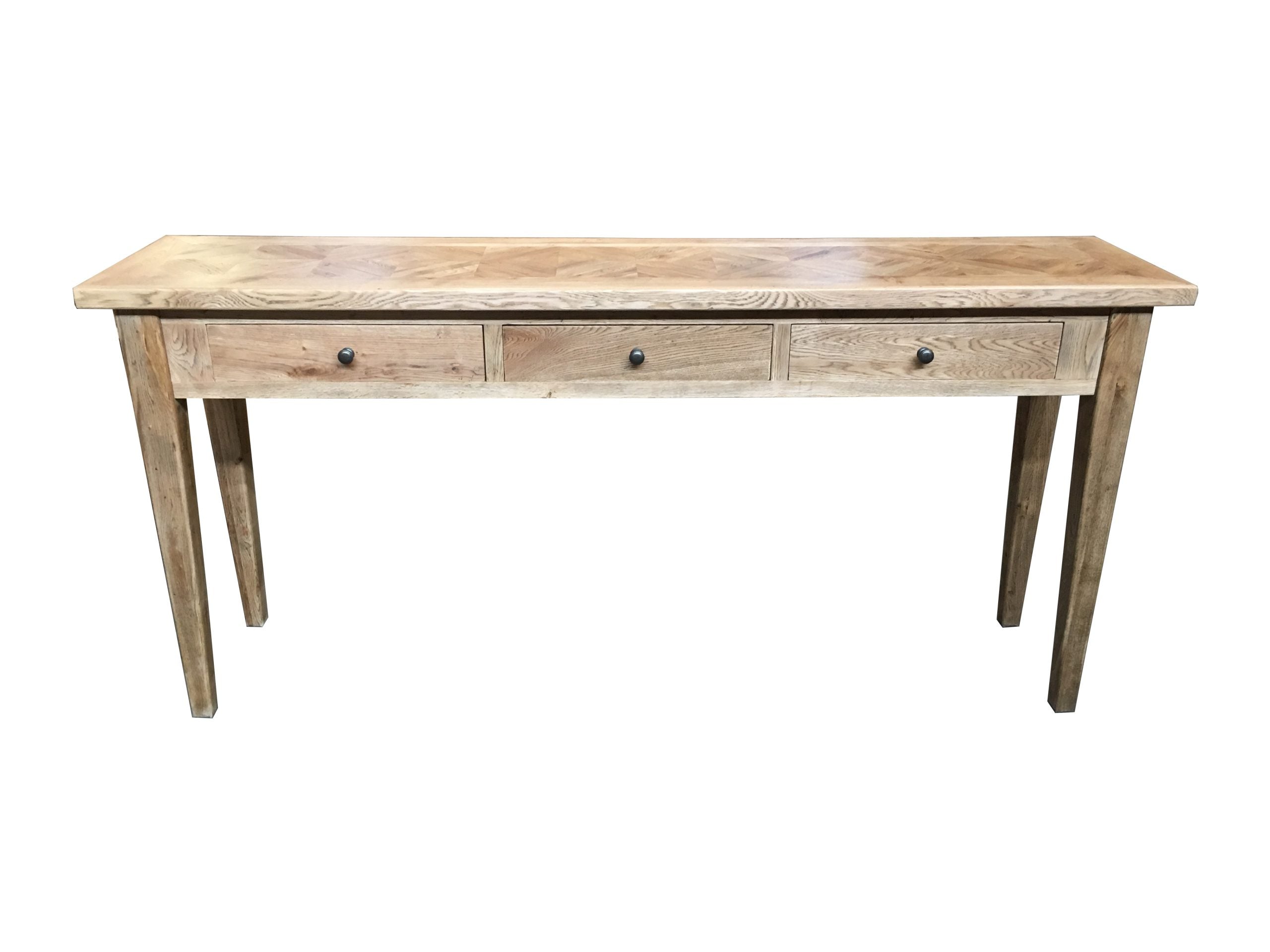 MF Queens Solid Timber Parquetry Top Hall Table with Drawers