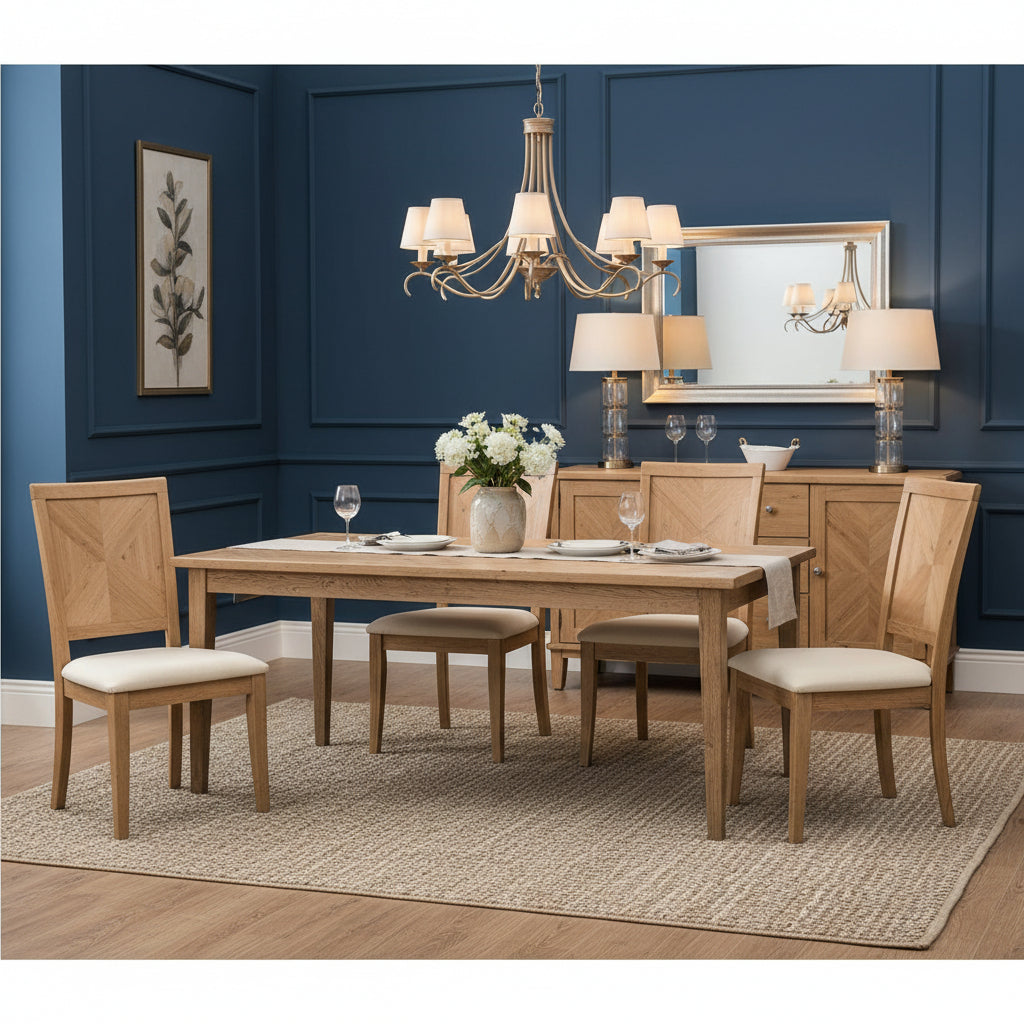 MF Queens Solid Timber Parquetry Top Dining Tables