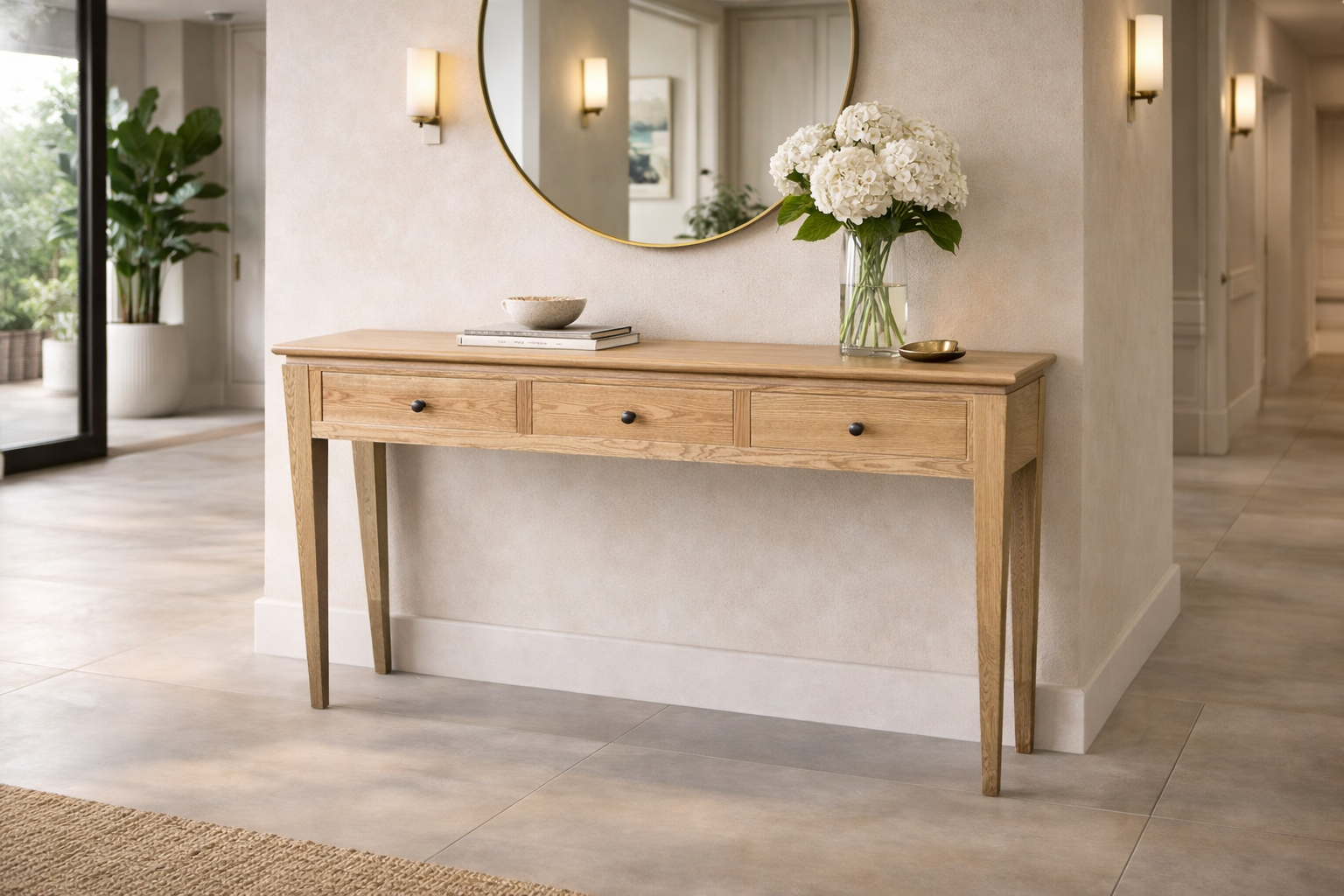 MF Crown Solid Timber 3 Drawers Hall Table