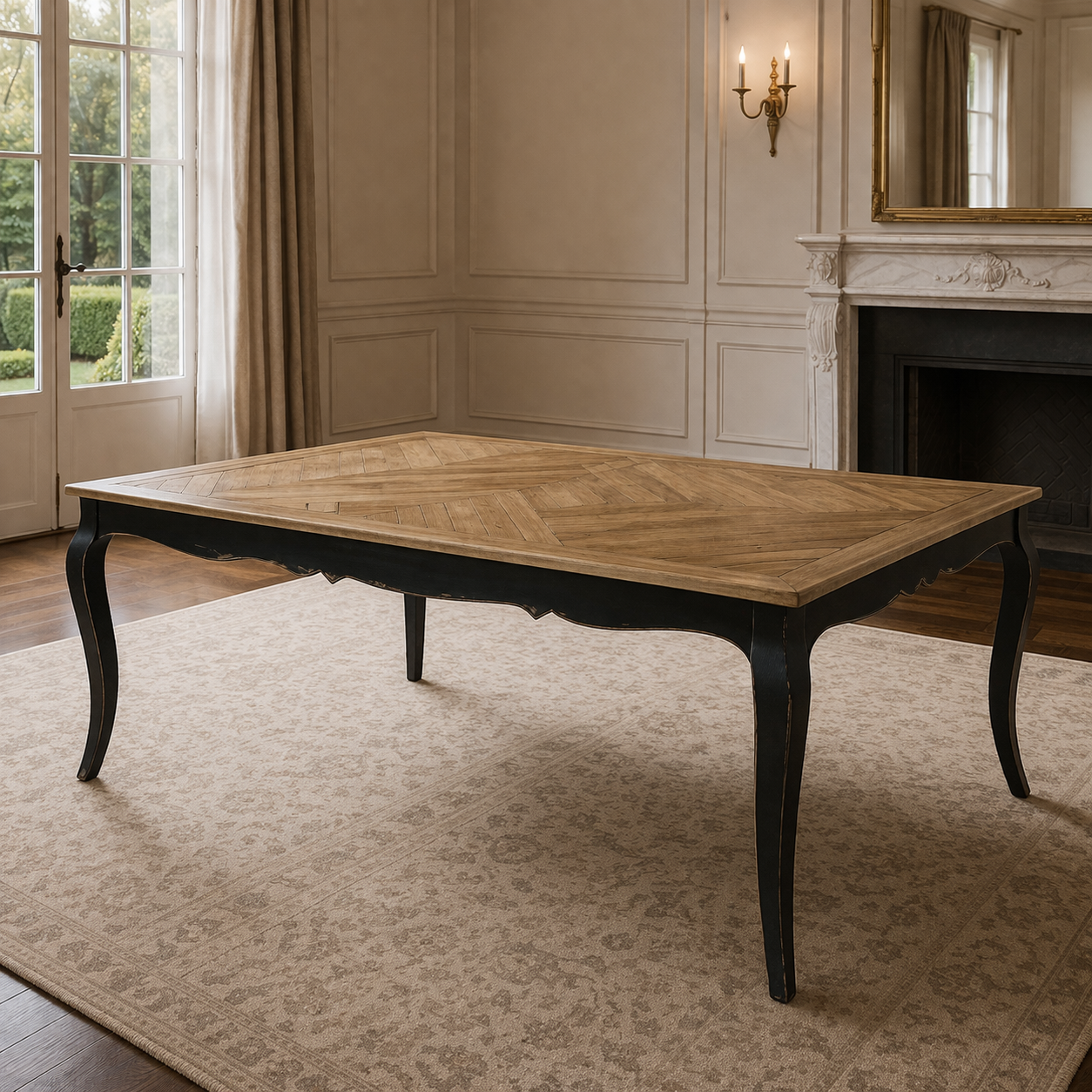 MF Regency Recycled Timber Diamond Pattern Top Dining Table