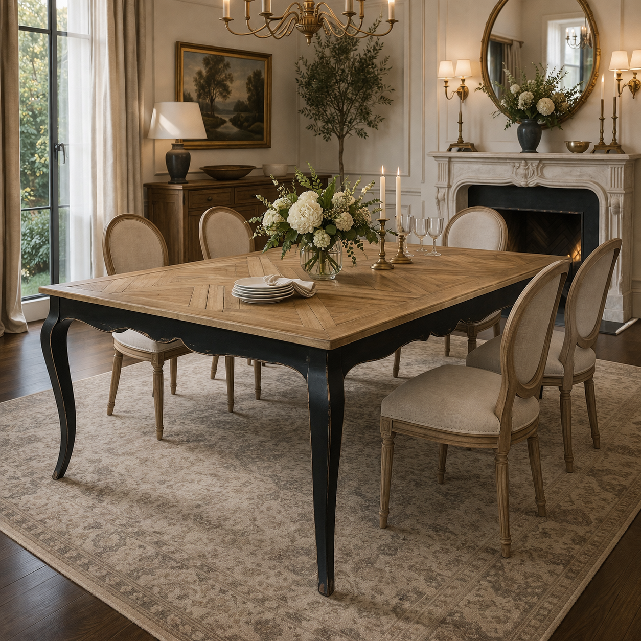 MF Regency Recycled Timber Diamond Pattern Top Dining Table