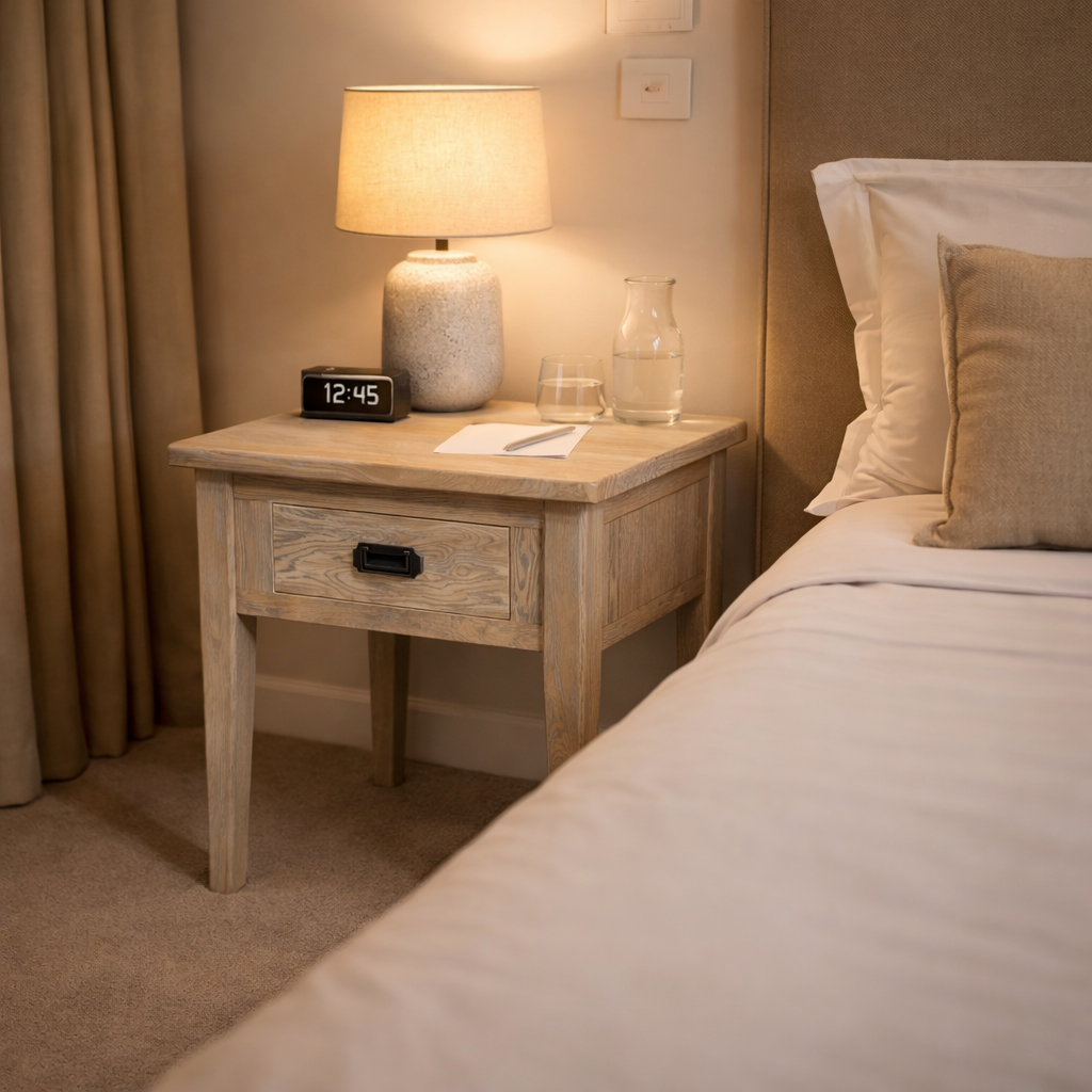 MF Hampton Solid Timber 1 Drawer Lamp Table
