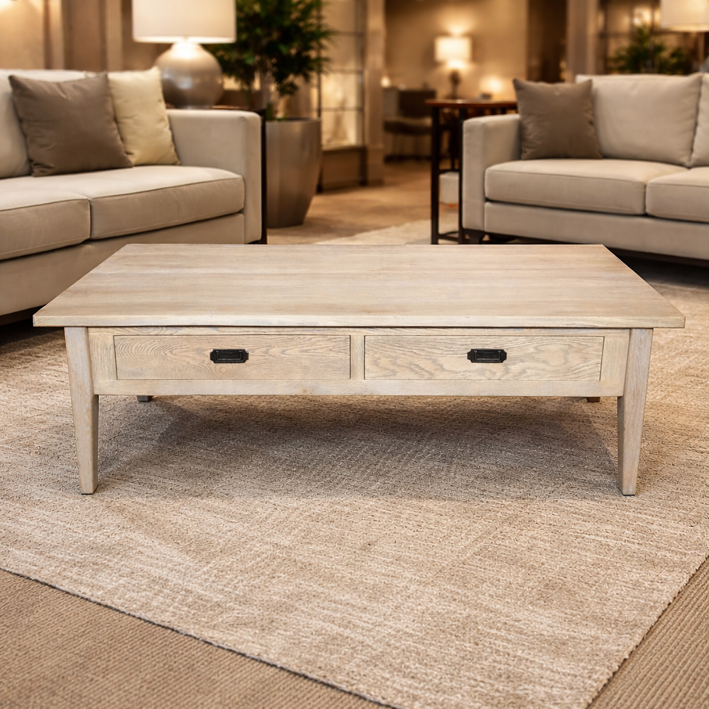 MF Hampton Solid Timber 2 Drawer Coffee Table