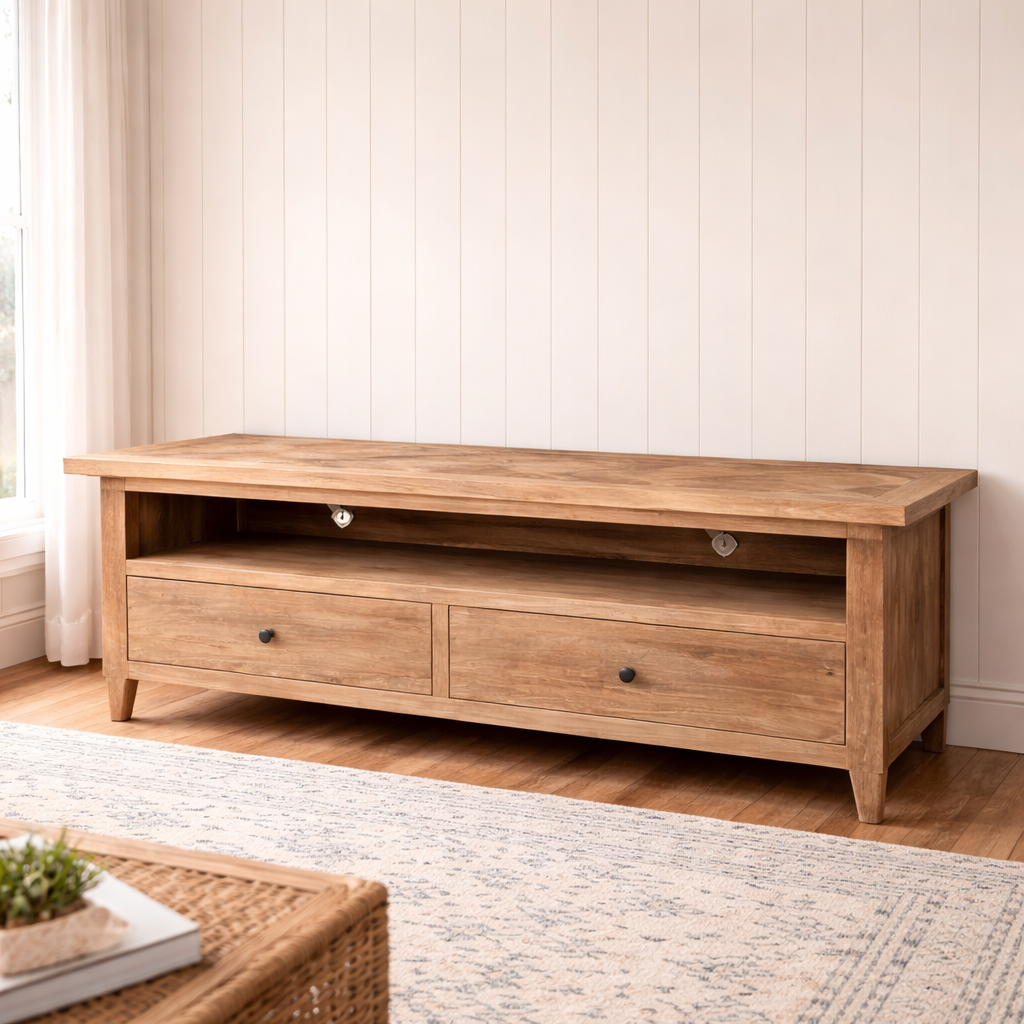 MF Morocco Recycled Timber TV Unit with Drawers & Niche