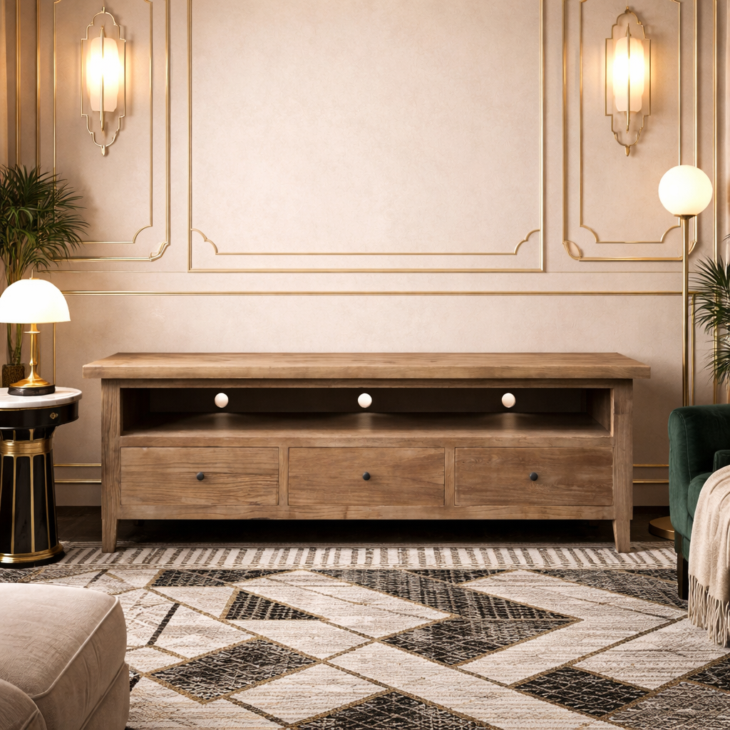 MF Morocco Recycled Timber TV Unit with Drawers & Niche