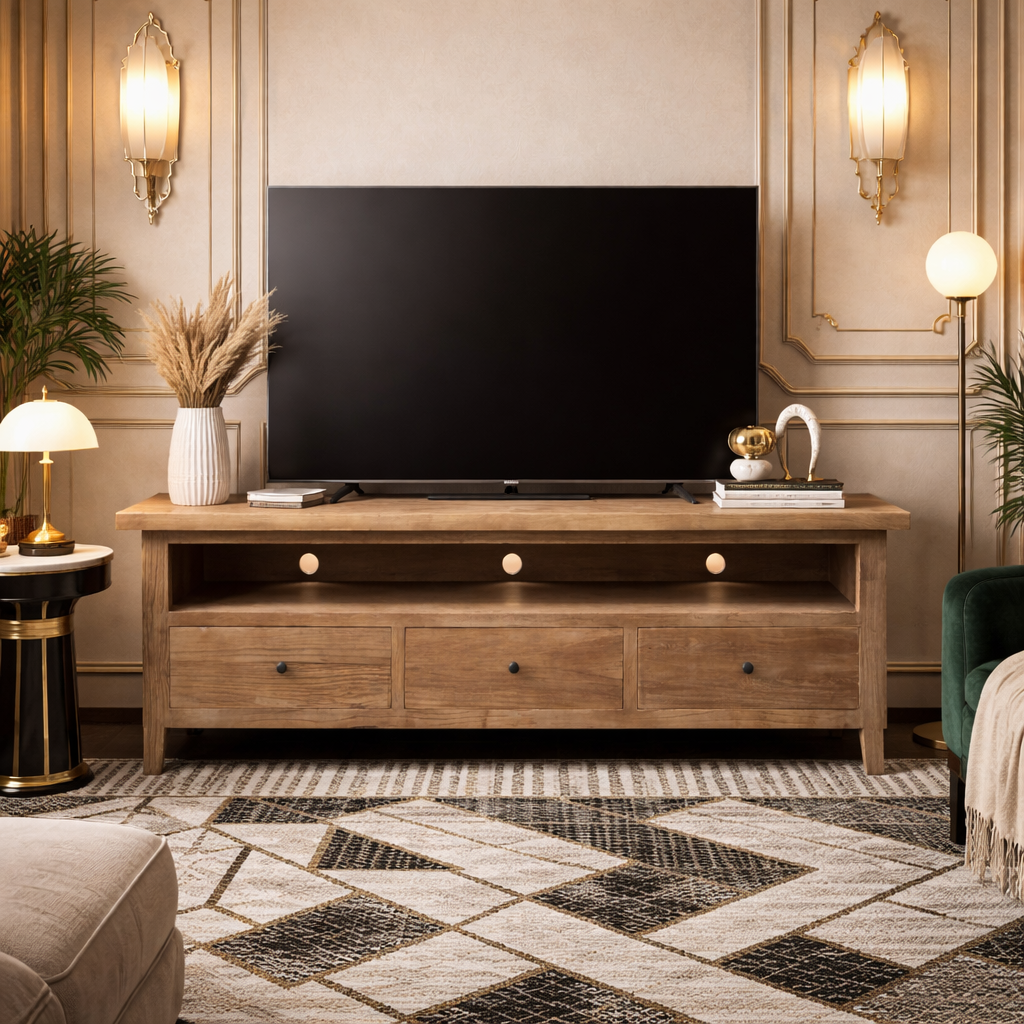 MF Morocco Recycled Timber TV Unit with Drawers & Niche