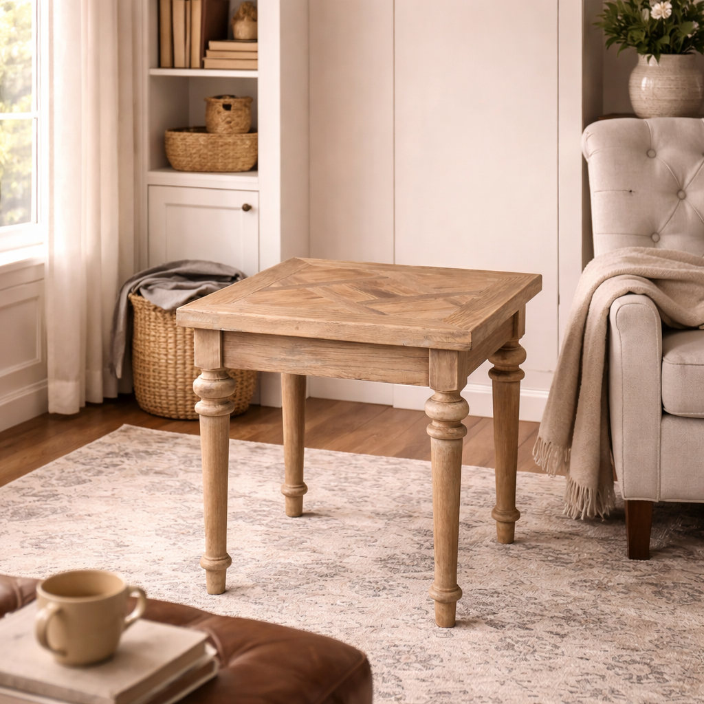 MF Morocco Recycled Elm Timber Colonial Style Lamp Table