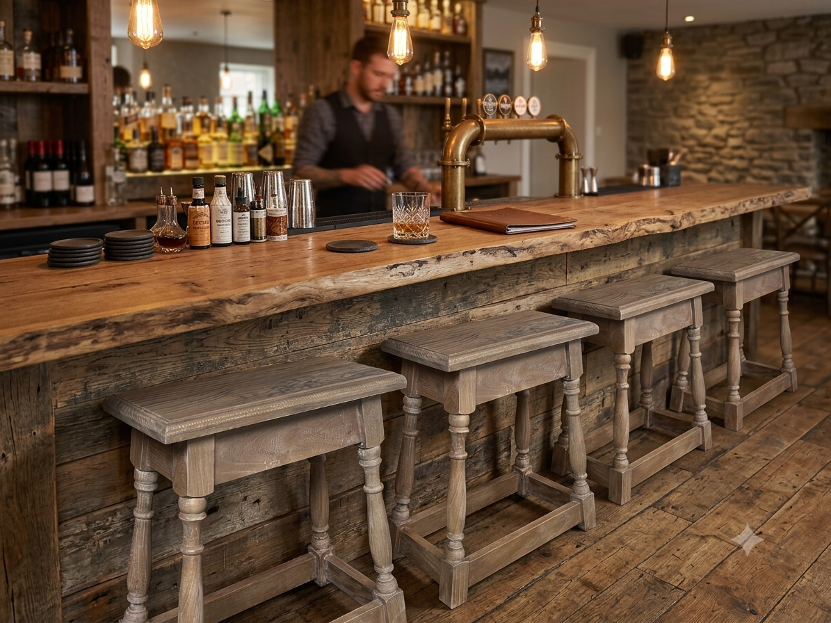 MF Morocco Solid Recycled Timber Barstool