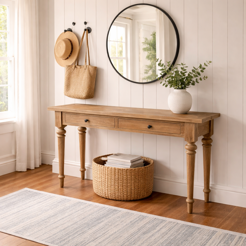 MF Morocco Recycled Timber 2 Drawer Hall Table