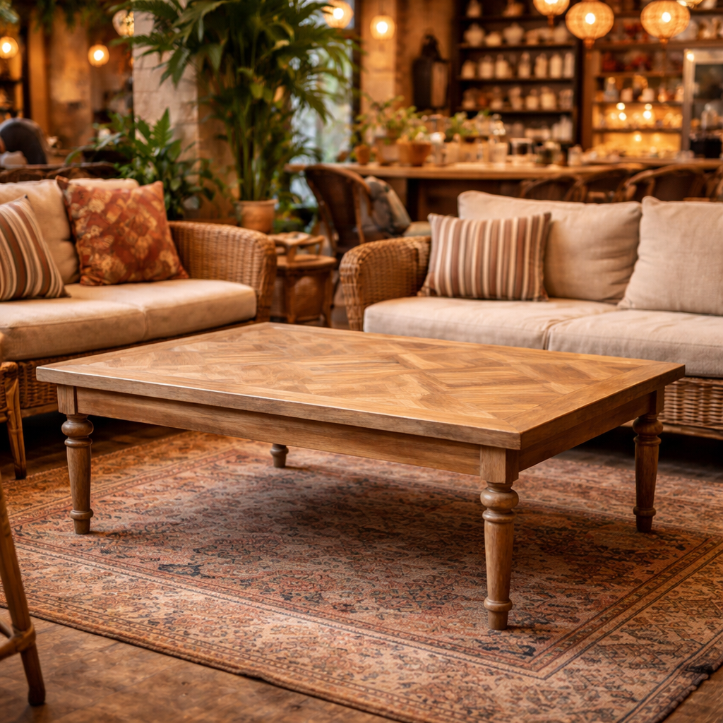 MF Morocco Recycled Elm Timber Colonial Leg Coffee Table