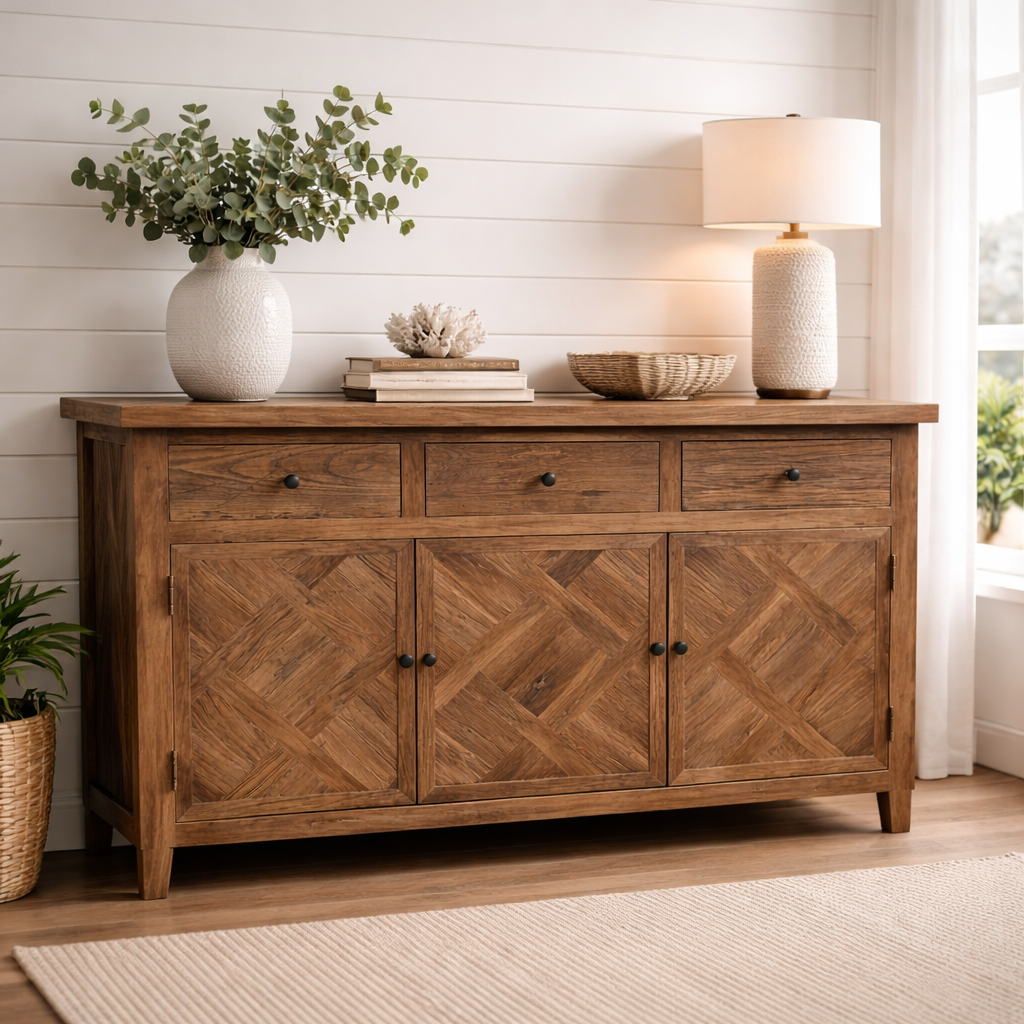 MF Morocco Recycled Elm Timber 4 Door 4 Drawer Buffet