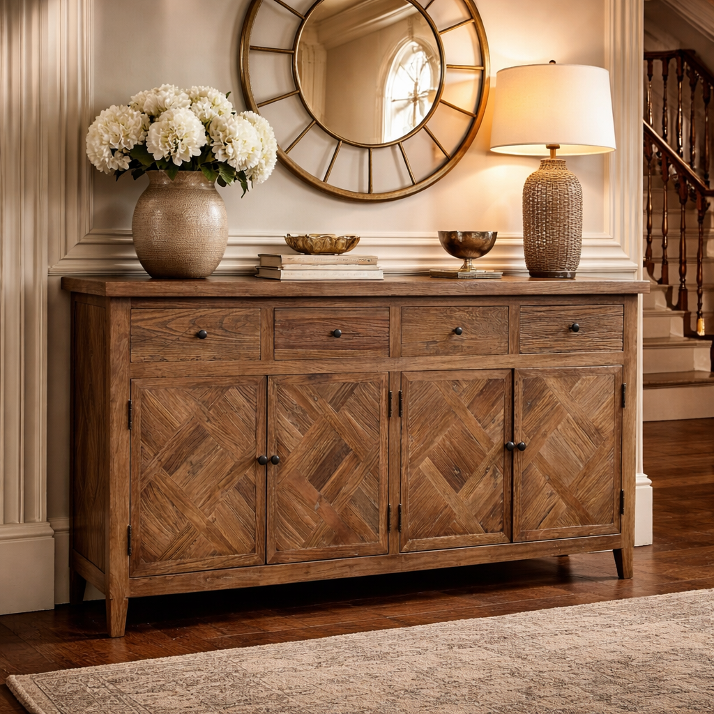 MF Morocco Recycled Elm Timber 4 Door 4 Drawer Buffet