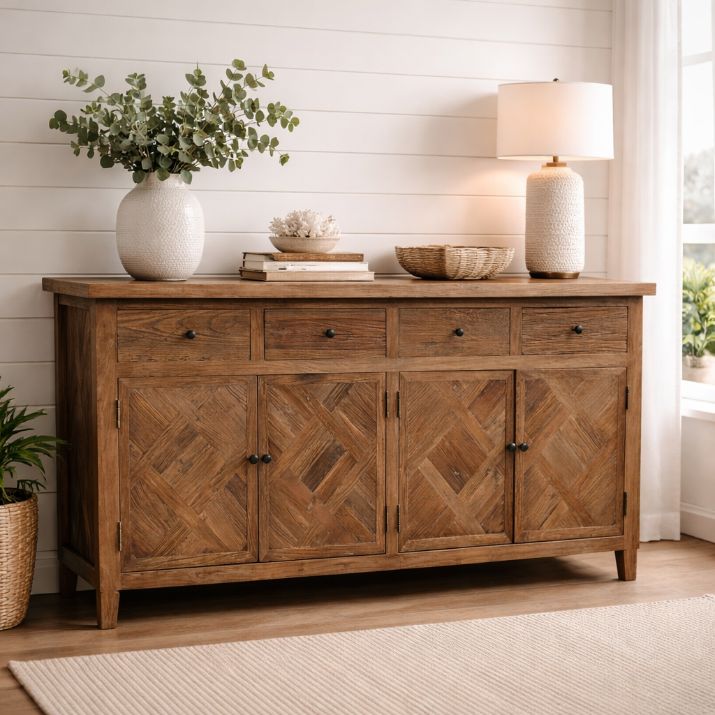 MF Morocco Recycled Elm Timber 4 Door 4 Drawer Buffet
