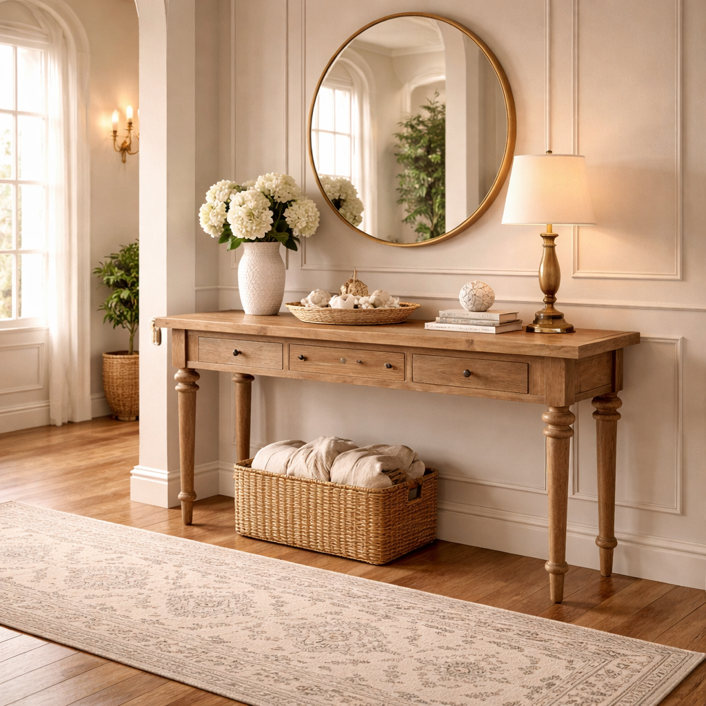 MF Morocco Recycled Elm Timber 3 Drawer Hall Table