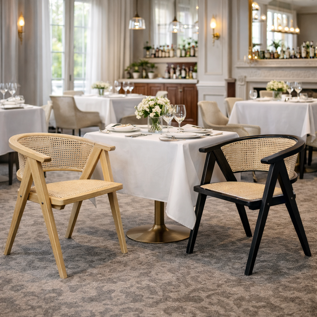 MF Caribbean Solid Timber Frame with Rattan Dining Chair