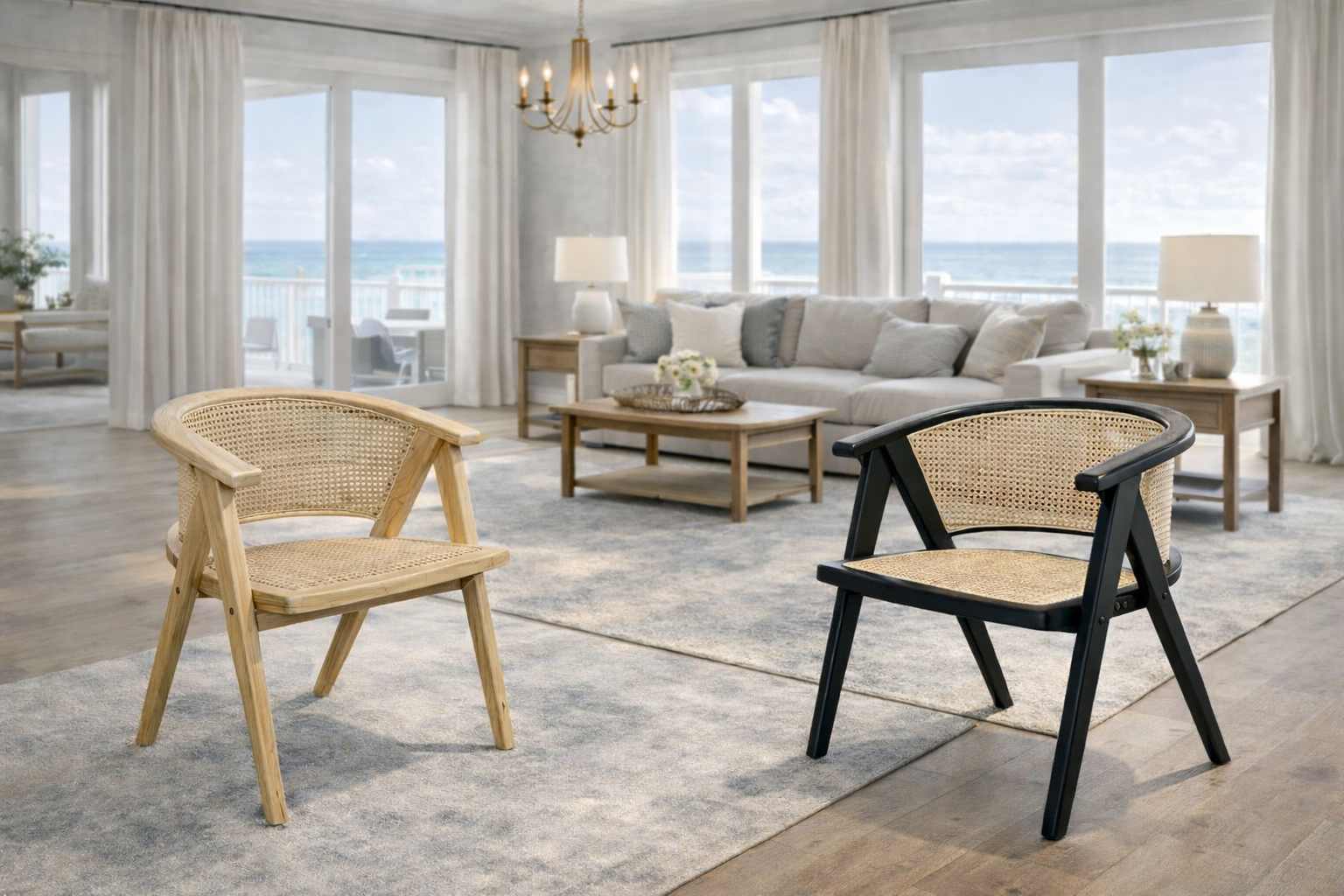 MF Caribbean Solid Timber Frame with Rattan Dining Chair