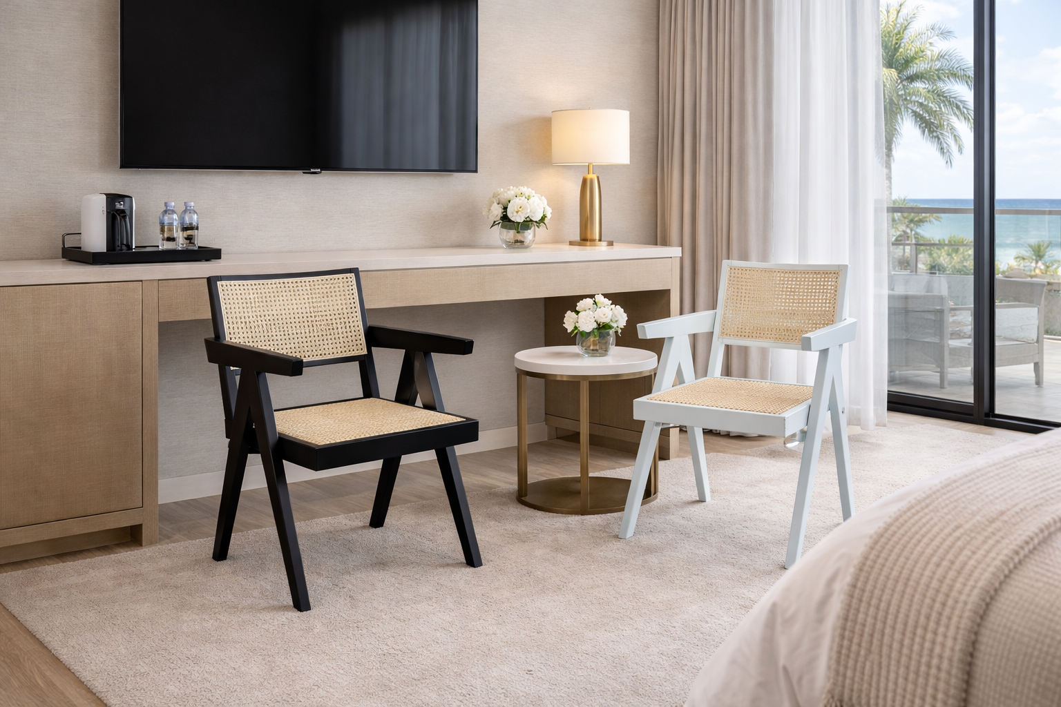MF Pier Solid Timber Frame with Rattan Armchair