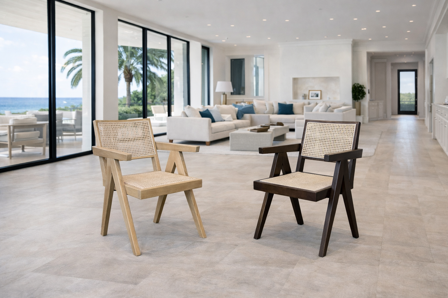 MF Pier Solid Timber Frame with Rattan Armchair