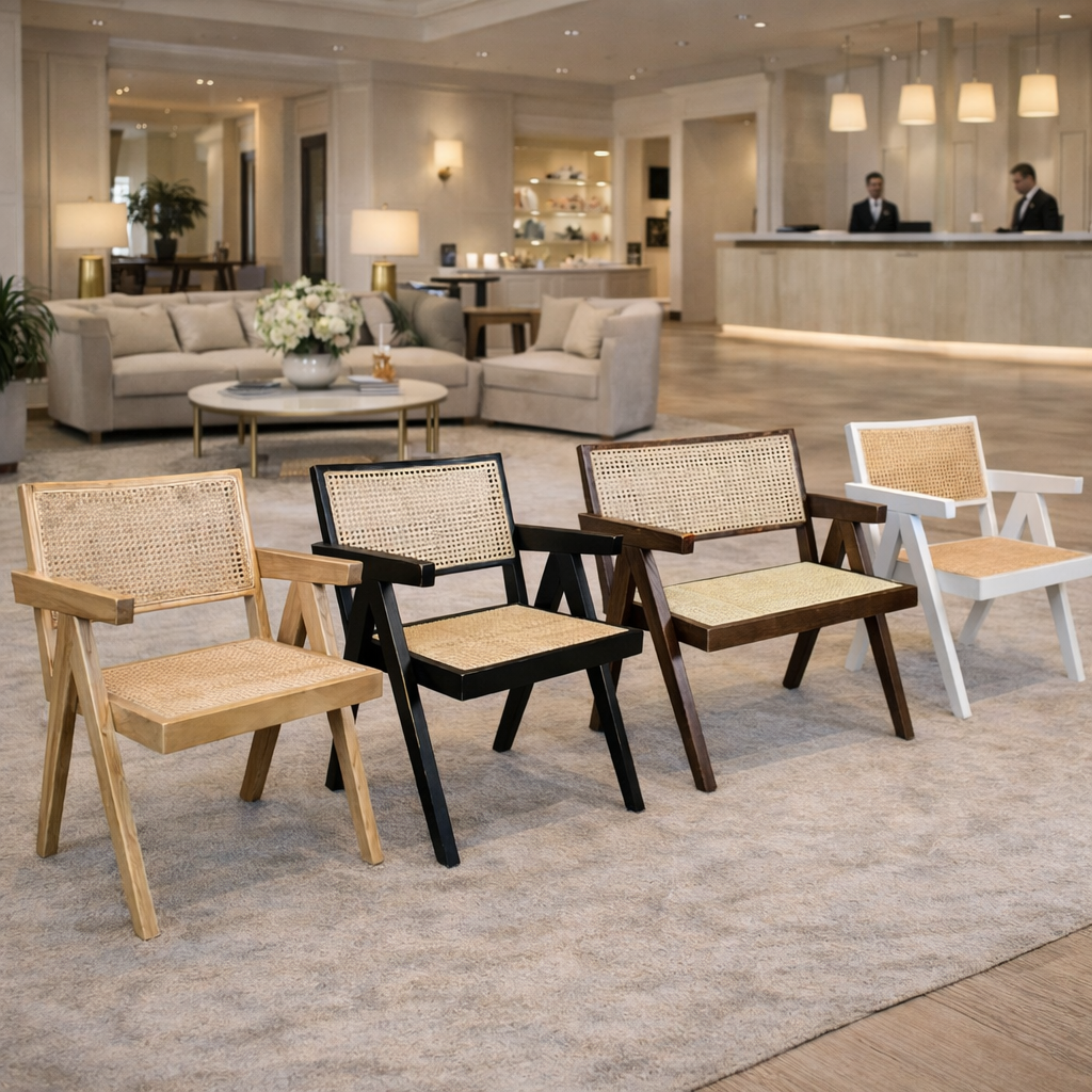 MF Pier Solid Timber Frame with Rattan Armchair