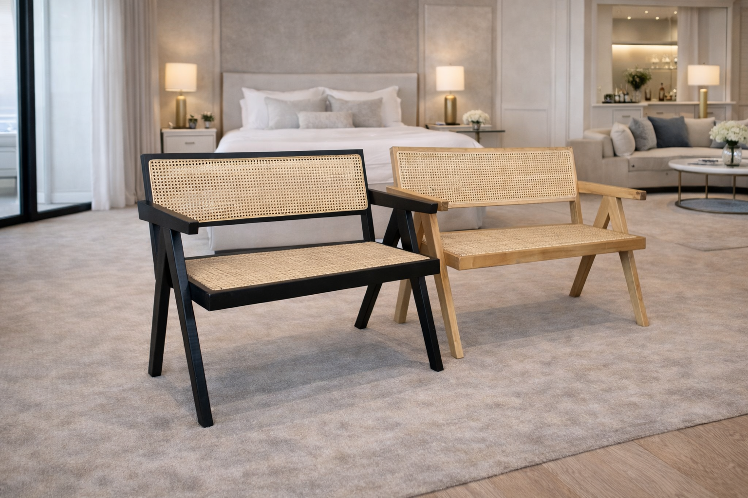 MF Pier 2 Seater Rattan Bench with Backrest