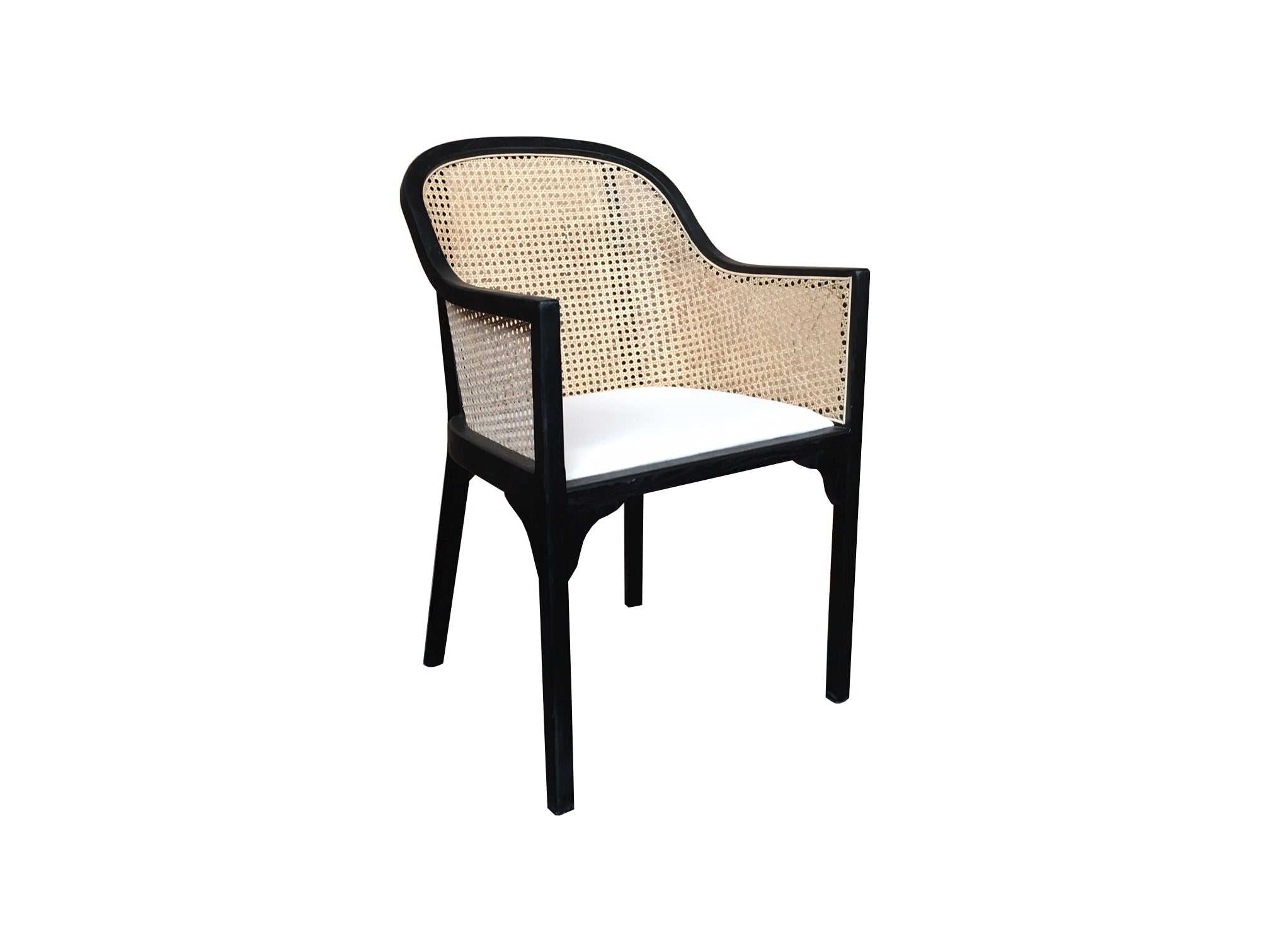 MF Selina Natural Rattan Fabric Upholstered Dining Armchair