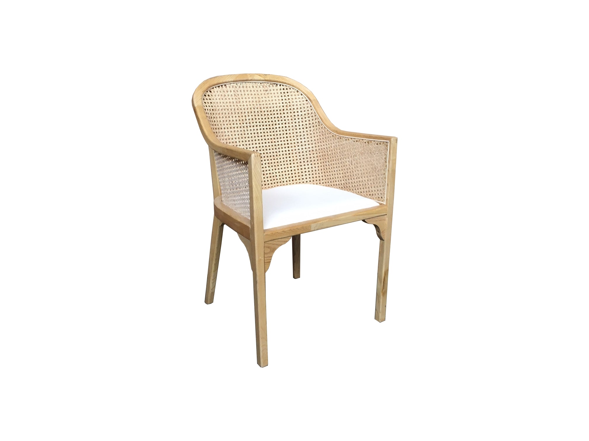 MF Selina Natural Rattan Fabric Upholstered Dining Armchair