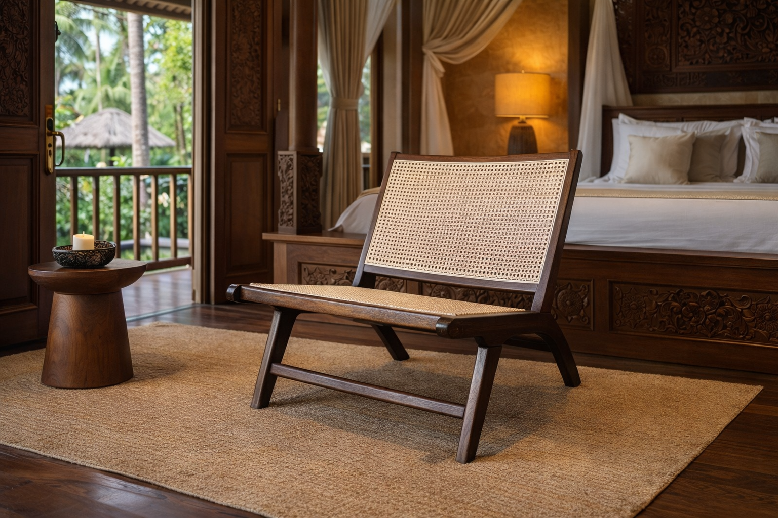 MF Portsea Timber Frame Rattan Chair