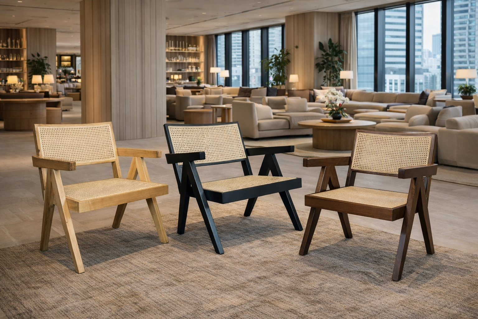 MF Pier Timber Framed with Natural Rattan Lounge Chair