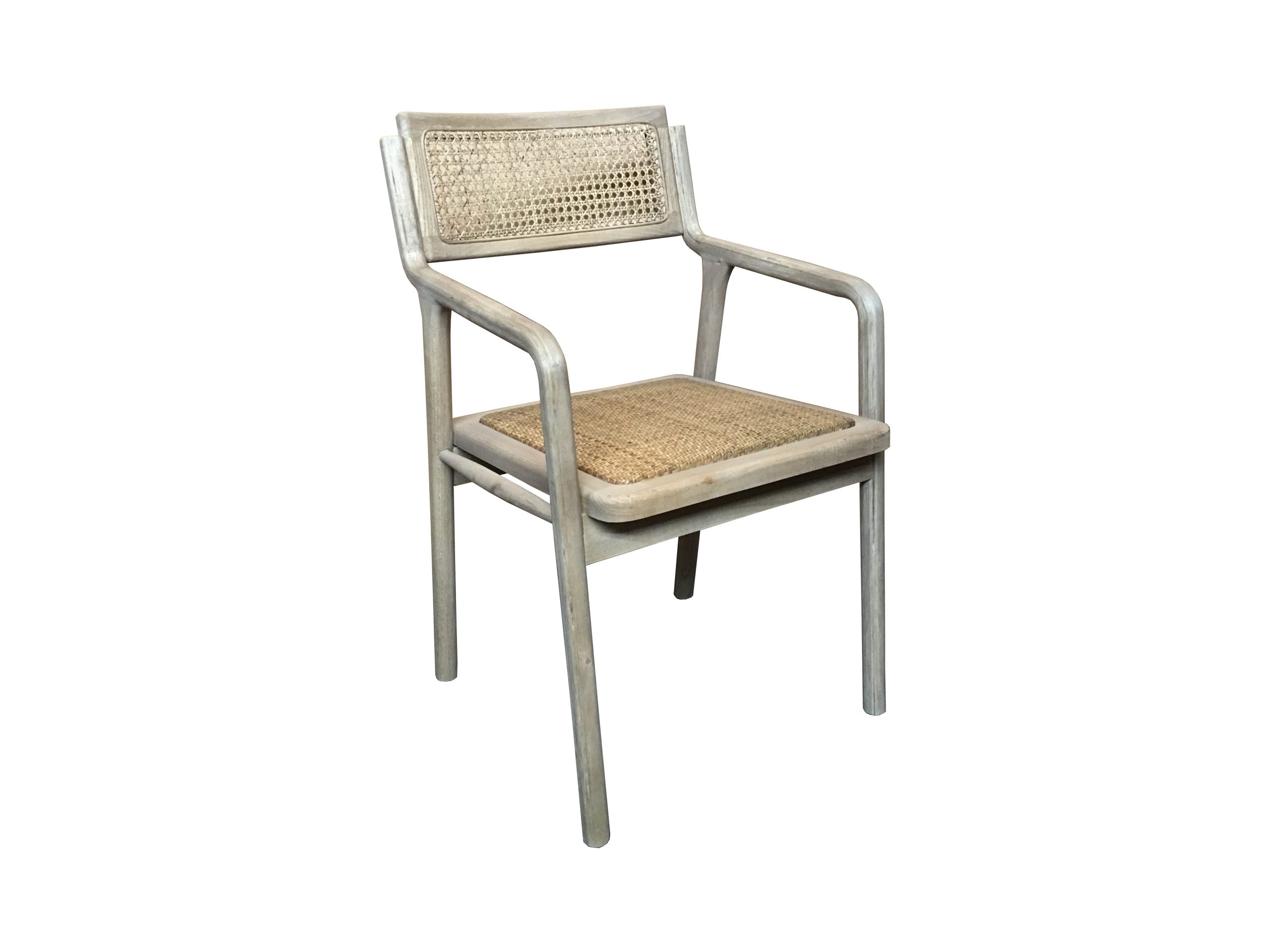 MF Grey Bahamas Timber Framed Rattan Back & Seat Dining Armchair