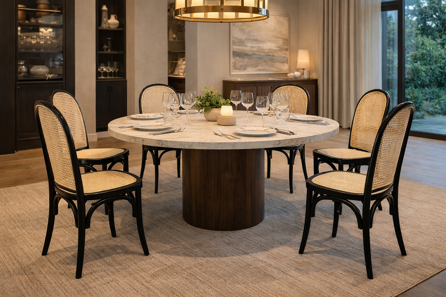 MF Tropez Beechwood Frame Rattan Seat Dining Chair