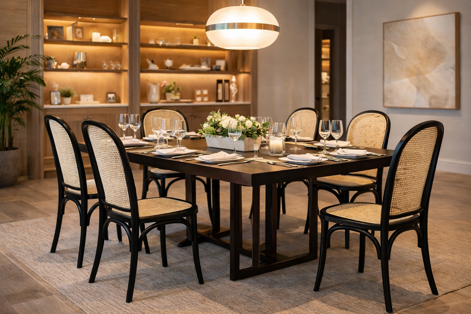 MF Tropez Beechwood Frame Rattan Seat Dining Chair