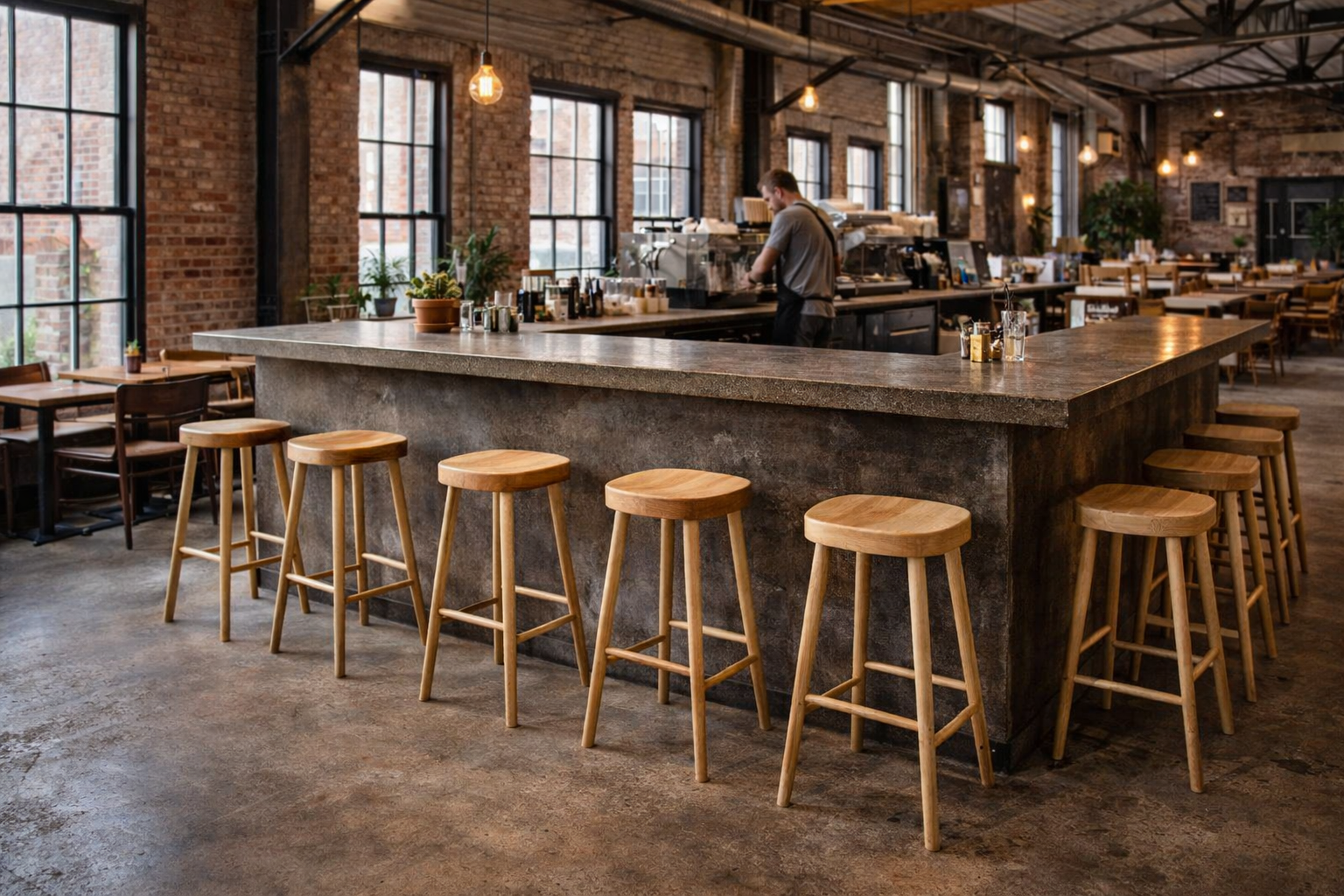 MF Tractor Solid Timber Counter Stool