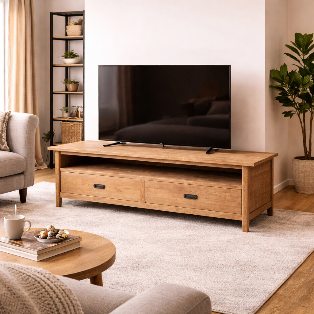 MF Tiffany Solid Timber 2 Drawer TV Unit