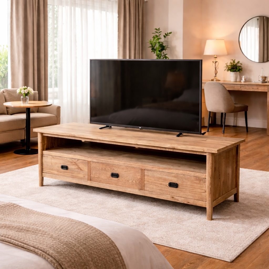MF Tiffany Solid Timber 3 Drawer TV Unit