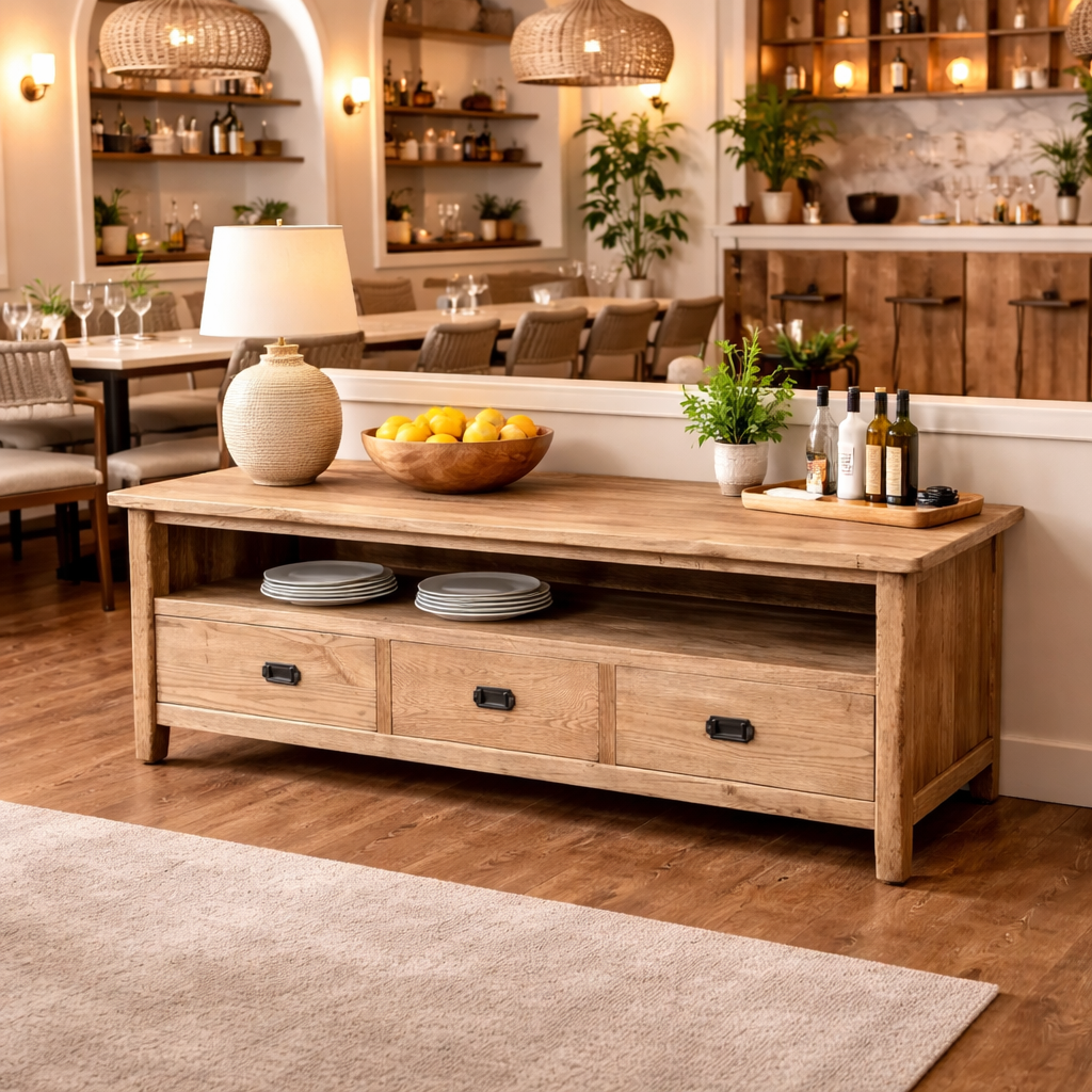 MF Tiffany Solid Timber 3 Drawer TV Unit