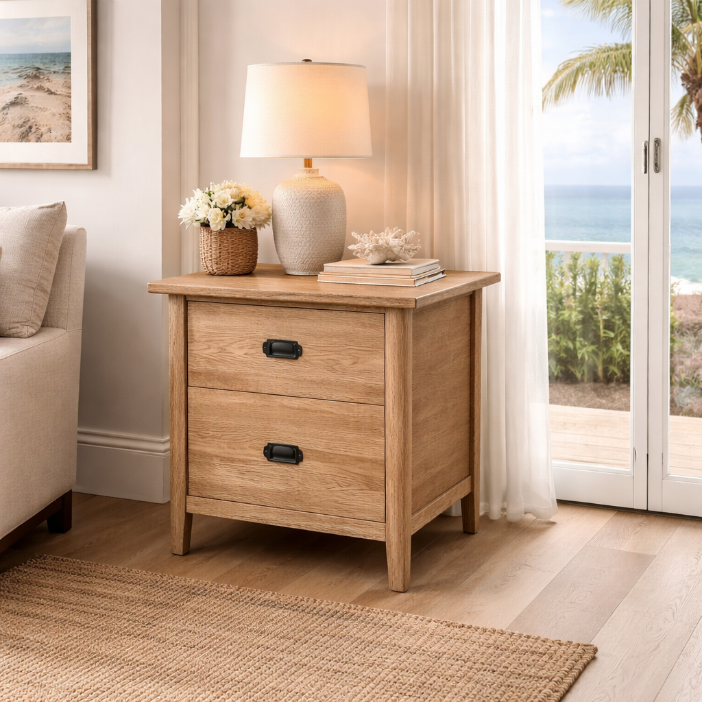 MF Tiffany Solid Timber 2 Drawer Bedside Table