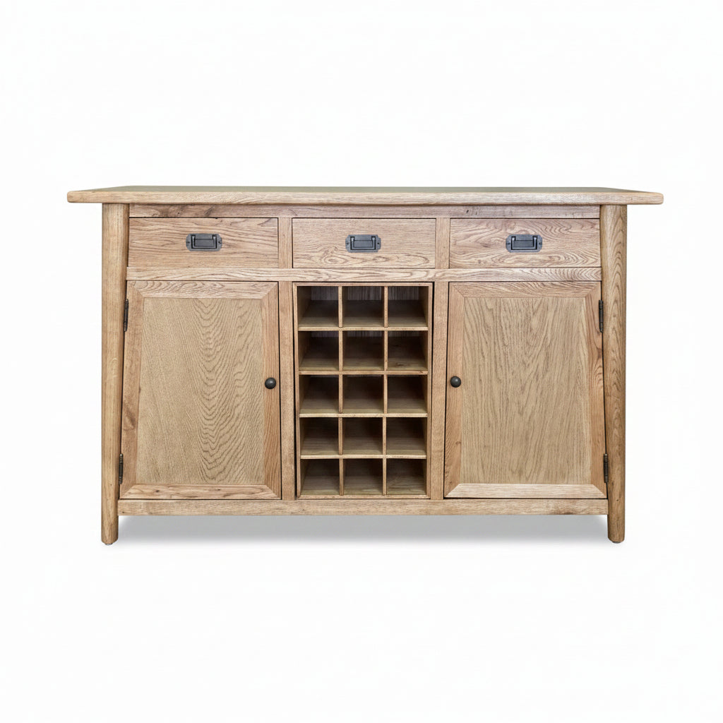 MF Tiffany Solid Timber 3 Drawer 2 Door Sideboard with Bottle Rack