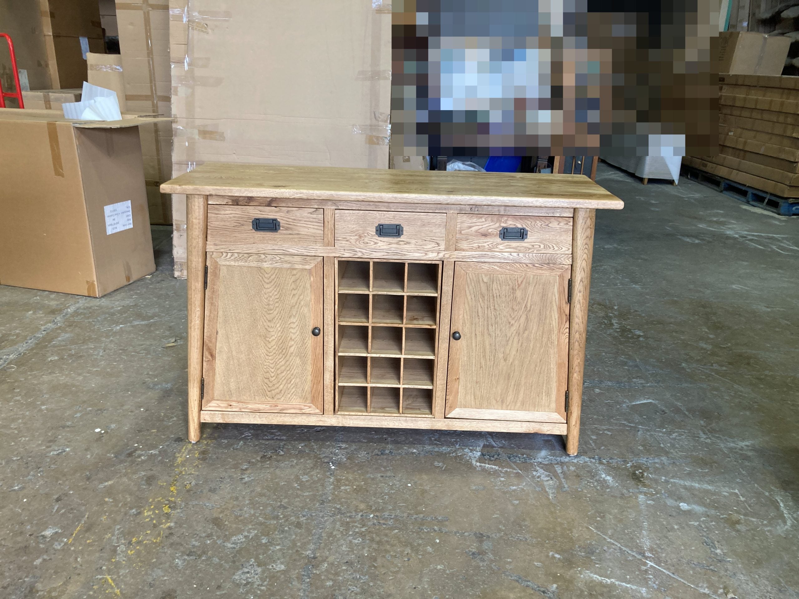 MF Tiffany Solid Timber 3 Drawer 2 Door Sideboard with Bottle Rack