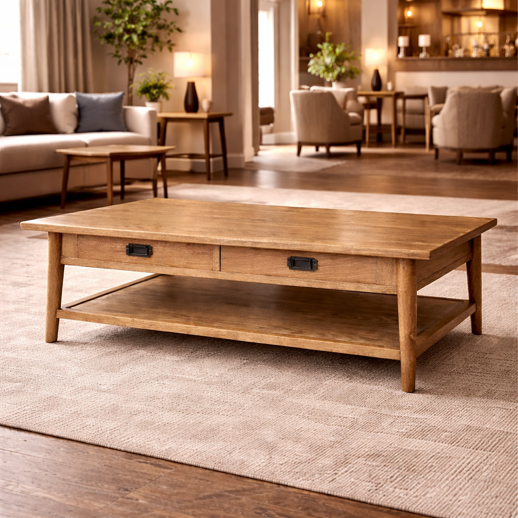 MF Tiffany Solid Timber 2 Drawer Coffee Table