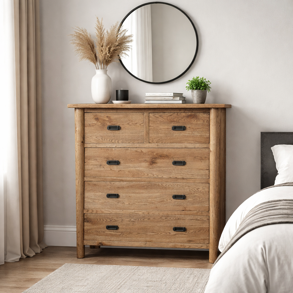 MF Tiffany Solid Timber 5 Drawer Chest