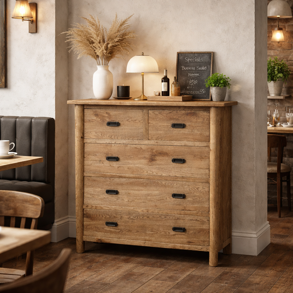 MF Tiffany Solid Timber 5 Drawer Chest