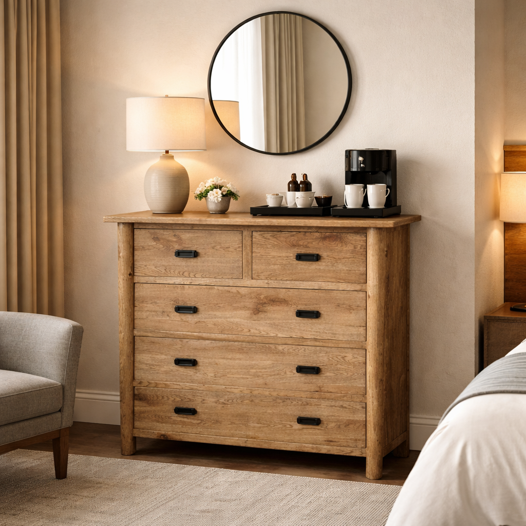 MF Tiffany Solid Timber 5 Drawer Chest