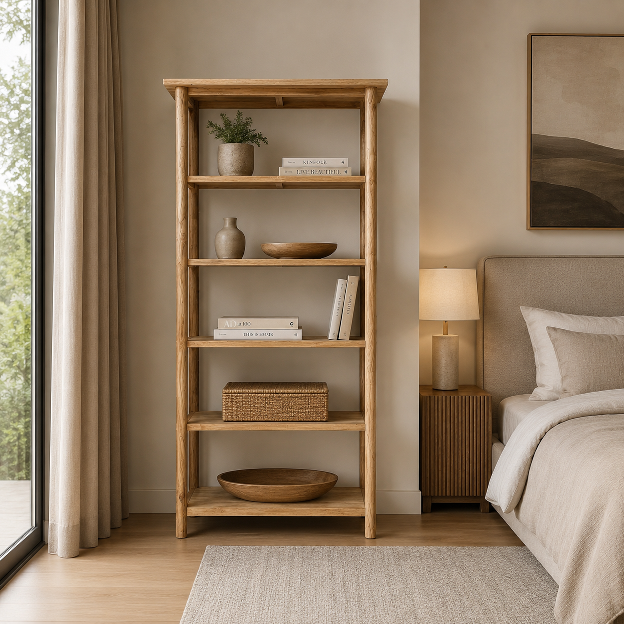 MF Tiffany Solid Timber Wide Bookcase